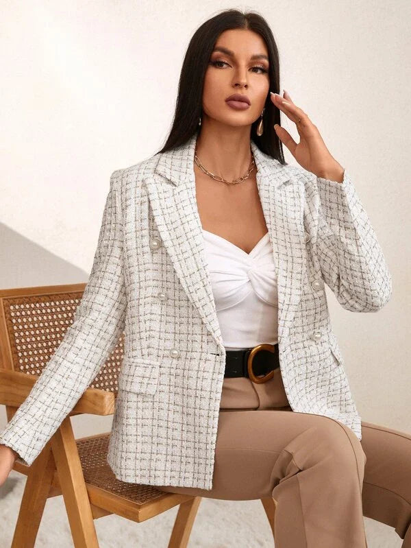 Blazer Antonella Forrado 2024 - Tecido Tweed Texturizado