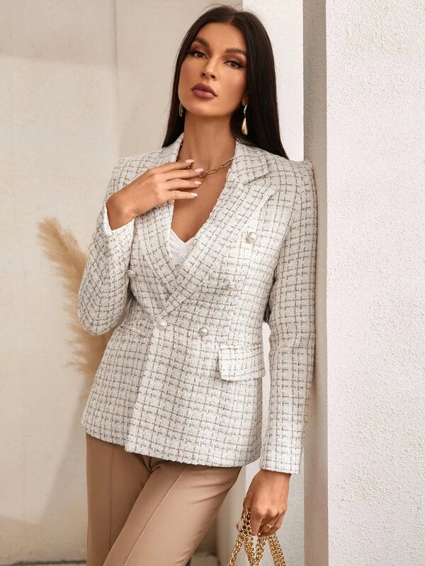 Blazer Antonella Forrado 2024 - Tecido Tweed Texturizado