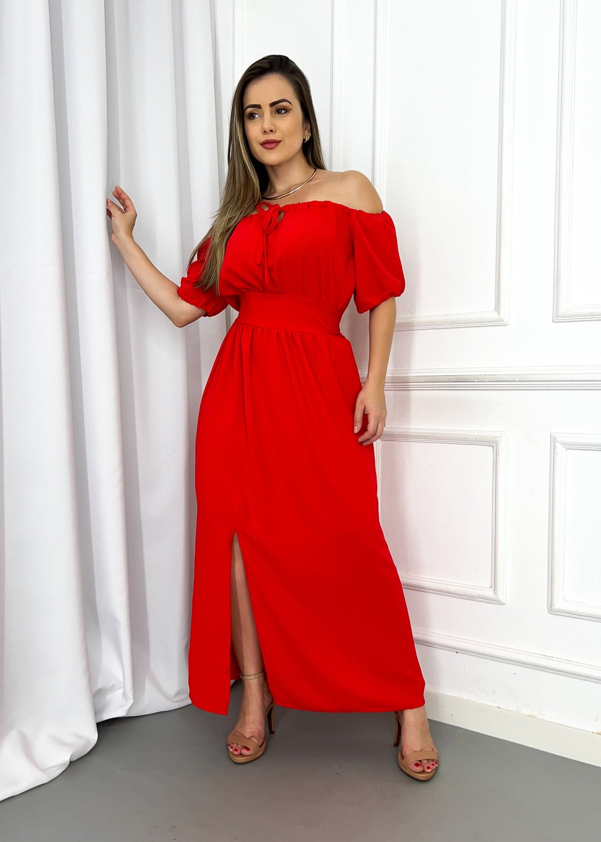 Vestido Midi Luana Oliveira - Tecido: Viscolinho