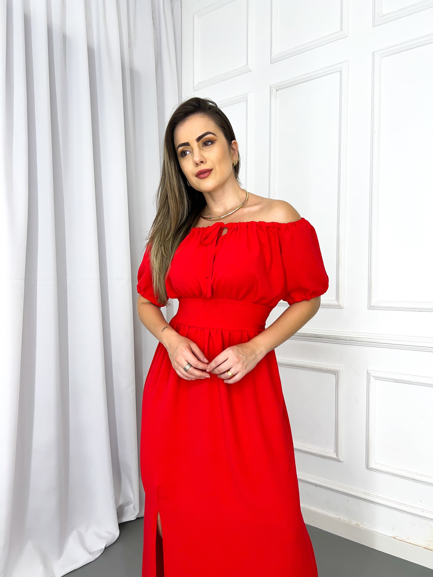 Vestido Midi Luana Oliveira - Tecido: Viscolinho