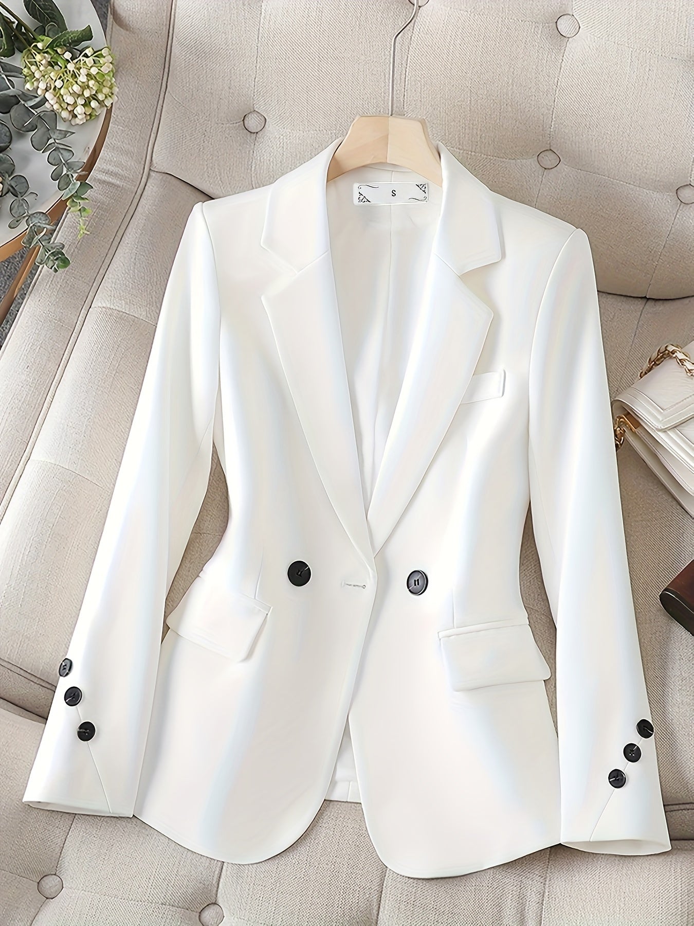 Blazer Feminino Jady Alfaiataria Com Gola Entalhada E Botões Frontais Elegante