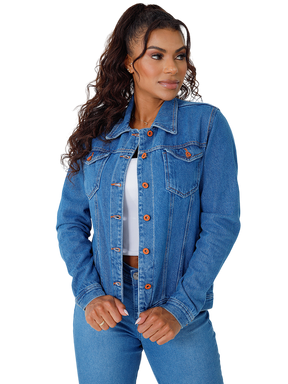 Jaqueta Kamily Feminina Jeans Botões Ferrugem Tradicional